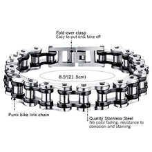 Carica l'immagine nel visualizzatore di Gallery, Cupimatch Uomo Braccialetto Bracciale Catena Bici Acciaio Inox Nero Argento... - Ilgrandebazar