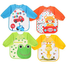 Carica l'immagine nel visualizzatore di Gallery, Vicloon Bavaglino a Manica,Set di 4 Bambini Impermeabile con 4PCS