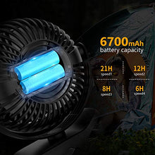 Carica l'immagine nel visualizzatore di Gallery, EasyAcc Ventilatore Clip da Campeggio,6700mAh USB 6700mAh, Nero