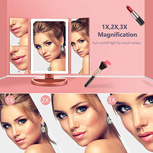 Carica l'immagine nel visualizzatore di Gallery, Ammiy Specchio per Il Trucco con Luce 1x / 2X / 3X Trifold ingrandente con...