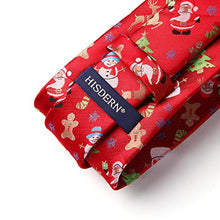 Carica l'immagine nel visualizzatore di Gallery, HISDERN Uomo Cravatta natalizia Tree Elk Snowman Babbo Natale Pattern Festa tessuta Cravatta e fazzoletto