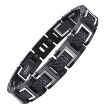 Carica l'immagine nel visualizzatore di Gallery, COOLMAN - Bracciale da uomo, Braccialetto in acciaio Argento + Nero - Ilgrandebazar