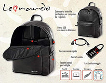 Carica l'immagine nel visualizzatore di Gallery, Leonardo Zaino Casual Classico con Lucchetto, Imbottito per Tablet, Pelle Pu - Ilgrandebazar