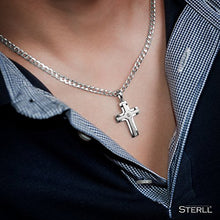 Carica l'immagine nel visualizzatore di Gallery, STERLL Catenina da uomo in argento, con ciondolo a forma di croce, con...