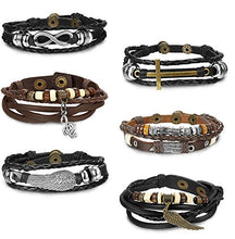 Carica l'immagine nel visualizzatore di Gallery, sailimue 6 PCS Bracciale in Pelle da Uomo per e Donna Bracciali...