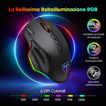 Carica l'immagine nel visualizzatore di Gallery, PICTEK Mouse Gaming RGB, da con 6 DPI Nero