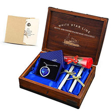 Carica l'immagine nel visualizzatore di Gallery, Collana Cuore dell'oceano, con ciondolo Titanic in scatola di legno Blu - Ilgrandebazar