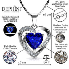 Carica l'immagine nel visualizzatore di Gallery, DEPHINI Blu Collana Cuore – 925 argento ciondolo a forma di cuore con... - Ilgrandebazar