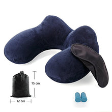 Carica l'immagine nel visualizzatore di Gallery, LUZWAY Cuscino da Viaggio Gonfiabile a 4 4 Supporti[blu]