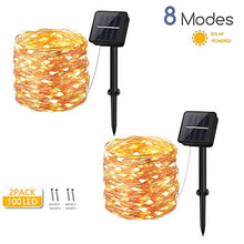 Carica l'immagine nel visualizzatore di Gallery, Catena Luminosa Solare,Cshare 100 LED 2 Pacchi 8 Modi Luci Bianco Caldo
