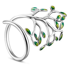 Carica l'immagine nel visualizzatore di Gallery, SHEGRACE Anello da Donna Aperto in Argento 925 a Forma di A1: Verde - Ilgrandebazar