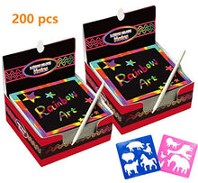 Carica l'immagine nel visualizzatore di Gallery, 200 Fogli di Disegni Scratch Art Set Creativo Arcobaleno Colorato da... - Ilgrandebazar