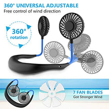 Carica l'immagine nel visualizzatore di Gallery, Ventilatore Portatile,Ventilatore Indossabile da Collo Nero Blu (Nuovo)