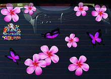 Carica l'immagine nel visualizzatore di Gallery, Fiore frangipani plumeria rosa doppio + farfalla grande adesivi auto... - Ilgrandebazar
