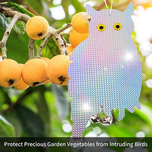Carica l'immagine nel visualizzatore di Gallery, Herefun 2 Pezzi Gufo Spaventapasseri Riflettenti, Repellente Uccelli, Gufo...