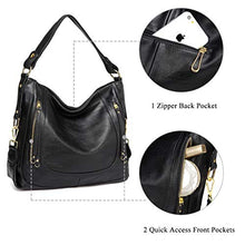 Carica l'immagine nel visualizzatore di Gallery, Kasgo Borsa Donna, Grande Borse Tracolla Pelle PU a Spalla Moda Nero