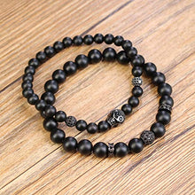 Carica l'immagine nel visualizzatore di Gallery, COAI Set Due Bracciali da Uomo in Onice Opaca e Amuleto Teschio, Bracciali...