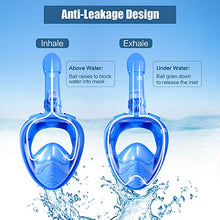 Carica l'immagine nel visualizzatore di Gallery, E-MANIS Maschere da Immersione,Snorkeling Maschera Full Face 180° Blu