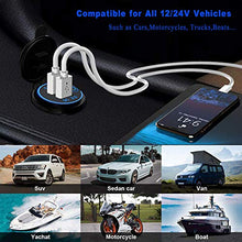 Carica l'immagine nel visualizzatore di Gallery, QC3.0 Presa USB per Auto Doppio con Interruttore Touch 12V / 24V 36W Blu