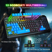 Carica l'immagine nel visualizzatore di Gallery, Tastiera da Gioco, WisFox Cablata USB Retroilluminata a Colori...
