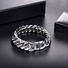 Carica l'immagine nel visualizzatore di Gallery, PROSTEEL Bracciale Uomo a Catena Cubana Grossa Robusta, Argento - 17 Mm - Ilgrandebazar