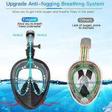 Carica l'immagine nel visualizzatore di Gallery, Elegear 2020 Maschera Snorkeling 180° Visibile Subacquea L/XL, Nero