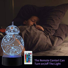 Carica l'immagine nel visualizzatore di Gallery, Lampada 3D Star Wars Regalo Perfetto, 16 Colori Dimmerabile Lamp Illusion... - Ilgrandebazar