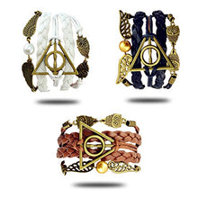 Carica l'immagine nel visualizzatore di Gallery, YouU 3 Pezzi Bracciale I doni della morte, boccino e Gufi Harry Potter,Nero... - Ilgrandebazar