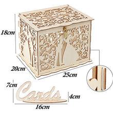 Carica l'immagine nel visualizzatore di Gallery, VINFUTUR Scatola di Carte Nozze in Legno con Serratura Chiaro - B
