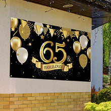 Carica l'immagine nel visualizzatore di Gallery, 65esimo Compleanno Decorazione in Oro Nero, Grande Tessuto Fondale Nero...