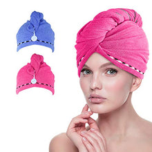 Carica l'immagine nel visualizzatore di Gallery, esafio, Turbante per Capelli in Microfibra, ad Asciugatura Rapida, Blu+rosa - Ilgrandebazar