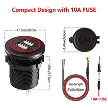 Carica l'immagine nel visualizzatore di Gallery, Thlevel Caricabatteria Auto USB Presa per 2 Porte 5v 4.2a Rosso