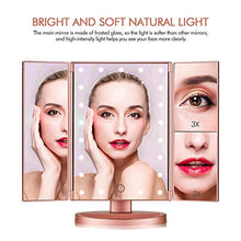 Carica l'immagine nel visualizzatore di Gallery, Specchio Trucco,HOMI per Il Trucco con Luce 1x / 2X / 3X Oro Rosa