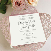 Carica l'immagine nel visualizzatore di Gallery, Carta rosa nebbiosa con busta partecipazioni matrimonio taglio laser fai da... - Ilgrandebazar
