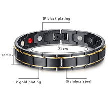 Carica l'immagine nel visualizzatore di Gallery, JFUME Bracciale da Uomo Acciaio Inossidabile Magnet Gioielli Oro Nero - Ilgrandebazar