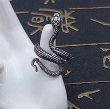 Carica l'immagine nel visualizzatore di Gallery, Anello regolabile serpente acciaio nero. - Ilgrandebazar