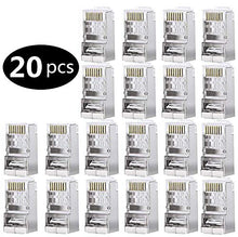 Carica l'immagine nel visualizzatore di Gallery, GeekerChip 20 Pezzi Plug Connettori di Rete Cat6,Placcato in Oro 24K per CAT...