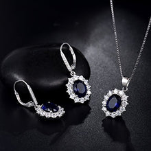 Carica l'immagine nel visualizzatore di Gallery, MASOP, orecchini pendenti con zaffiro blu, in argento Earrings+Necklace - Ilgrandebazar