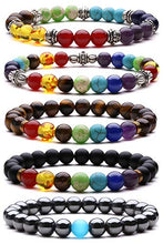 Carica l'immagine nel visualizzatore di Gallery, J.Fée Bracciale Perline Chakra Elastico in Pietra 5pack - Ilgrandebazar