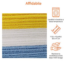 Carica l'immagine nel visualizzatore di Gallery, AmazonBasics – Panni in microfibra (confezione da 24 unità), color bianco, celeste e giallo