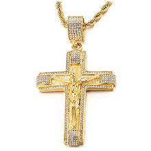 Carica l'immagine nel visualizzatore di Gallery, COOLSTEELANDBEYOND Grande Oro Collana con Pendente Gesù Cristo Crocifisso... - Ilgrandebazar