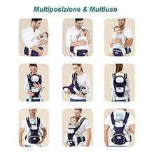 Carica l'immagine nel visualizzatore di Gallery, Marsupio Neonati Ergonomico Porta Bambino con Sgabello Blu Scuro - Ilgrandebazar