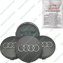 Carica l'immagine nel visualizzatore di Gallery, Set di 4 Tappi Coprimozzo compatibili per Audi – Grigio, 60 mm 60 mm, Grigio - Ilgrandebazar