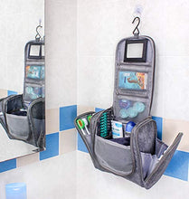 Carica l'immagine nel visualizzatore di Gallery, Borsa da bagno appendere con specchio e tasche interne - Melange Grigio - Ilgrandebazar