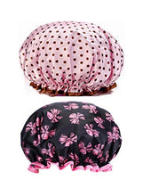 Carica l'immagine nel visualizzatore di Gallery, ZARRS Cuffia Doccia Riutilizzabile,2 Pack Impermeabile Pink+wave Point - Ilgrandebazar