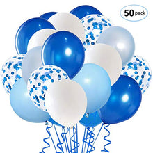 Carica l'immagine nel visualizzatore di Gallery, HiQuaty Palloncini Coriandoli Blu Royal, per Feste e Bianco...