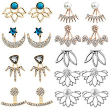 Carica l'immagine nel visualizzatore di Gallery, Orecchini, Comius 9 Pairs Jacket CZ Stud Fiore di Loto Cava Orecchino...