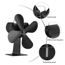 Carica l'immagine nel visualizzatore di Gallery, JOYOOO Ventilatore da camino,Ventola termica a 4 pale per Big leaf, Nero - Ilgrandebazar