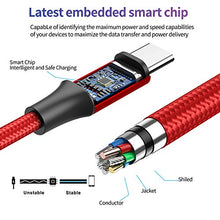 Carica l'immagine nel visualizzatore di Gallery, GIANAC Cavo USB C, [5Pezzi, 0.25m 0.5m 1m 2m 3m] Nylon Intrecciato Rosso