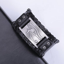 Carica l'immagine nel visualizzatore di Gallery, TEAMER vintage amuleto occhio di Horus Leather Antique Silver,black - Ilgrandebazar